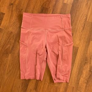 Pink lululemon bike shorts size 8